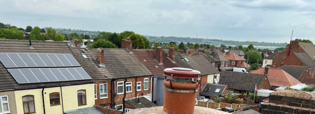 This is a photo taken from a roof which is being repaired by TRP Roofing Hessle, it shows a street of houses, and their roofs